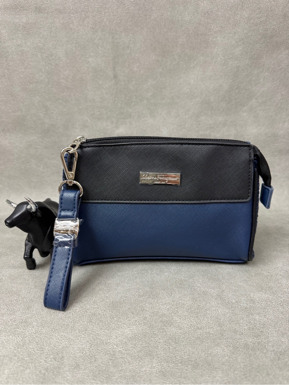 Salvatore Ferragamo Black and Navy Two-Tone Men's Wristlet